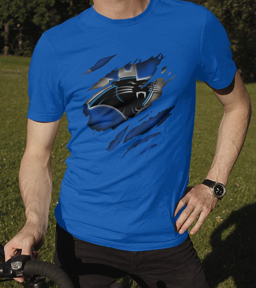 Carolina Panthers 25 Roaring Panther Claw Mark Blue T-Shirt