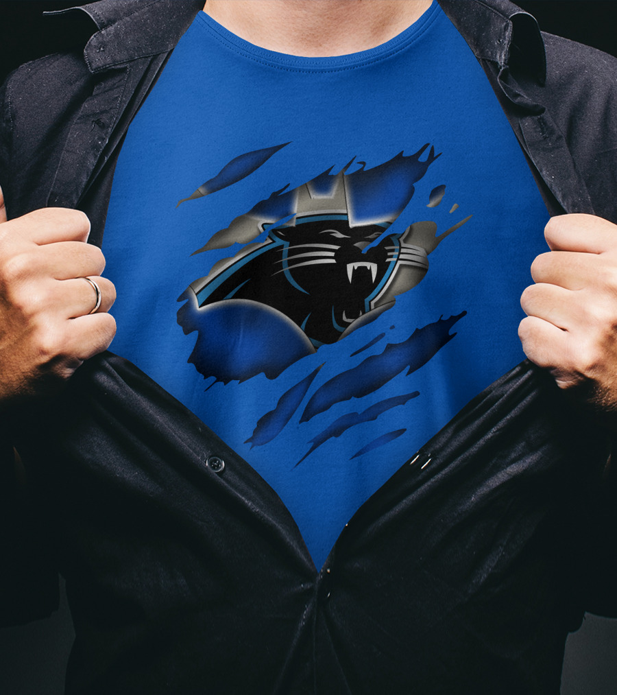 Carolina Panthers 25 Roaring Panther Claw Mark Blue T-Shirt