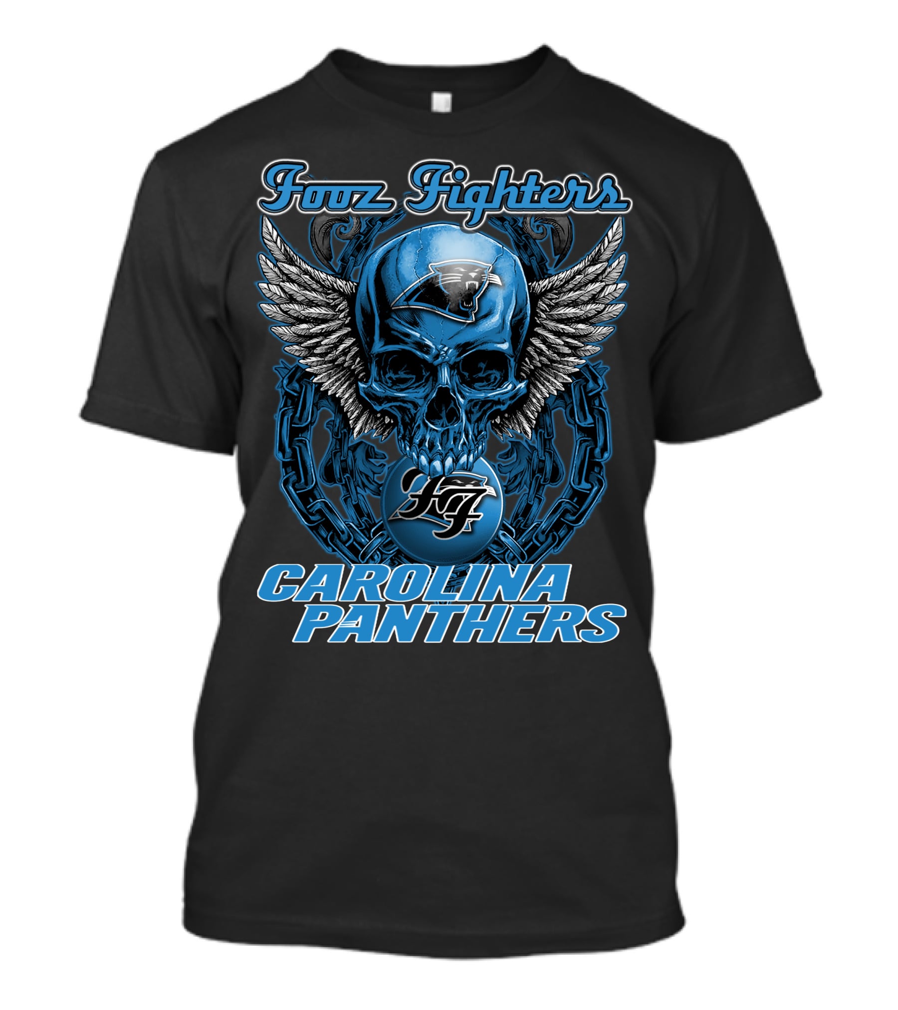Foo Fighters Carolina Panthers Skull Winged T-Shirt
