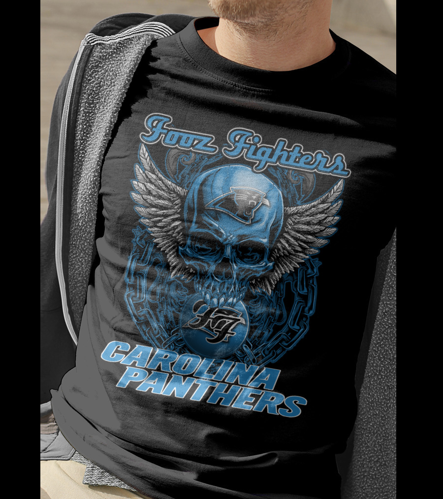 Foo Fighters Carolina Panthers Skull Winged T-Shirt
