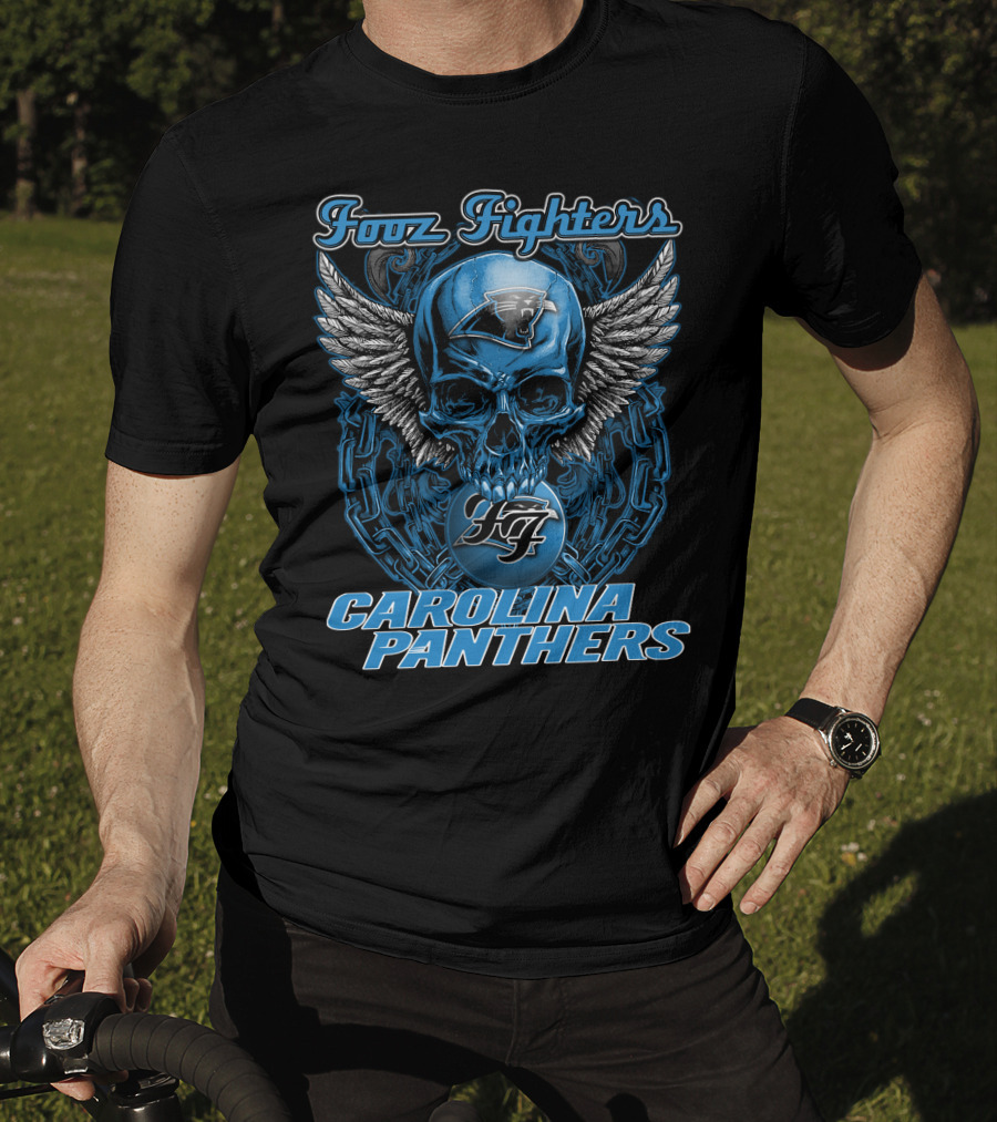 Foo Fighters Carolina Panthers Skull Winged T-Shirt
