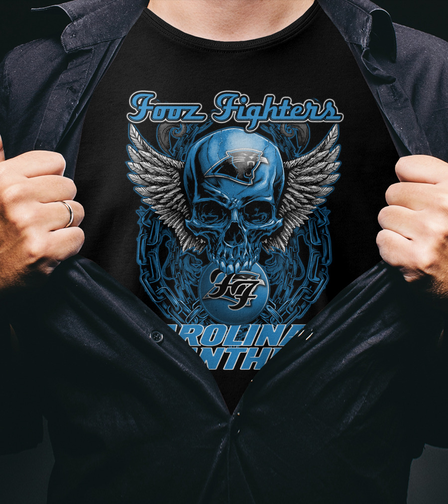 Foo Fighters Carolina Panthers Skull Winged T-Shirt