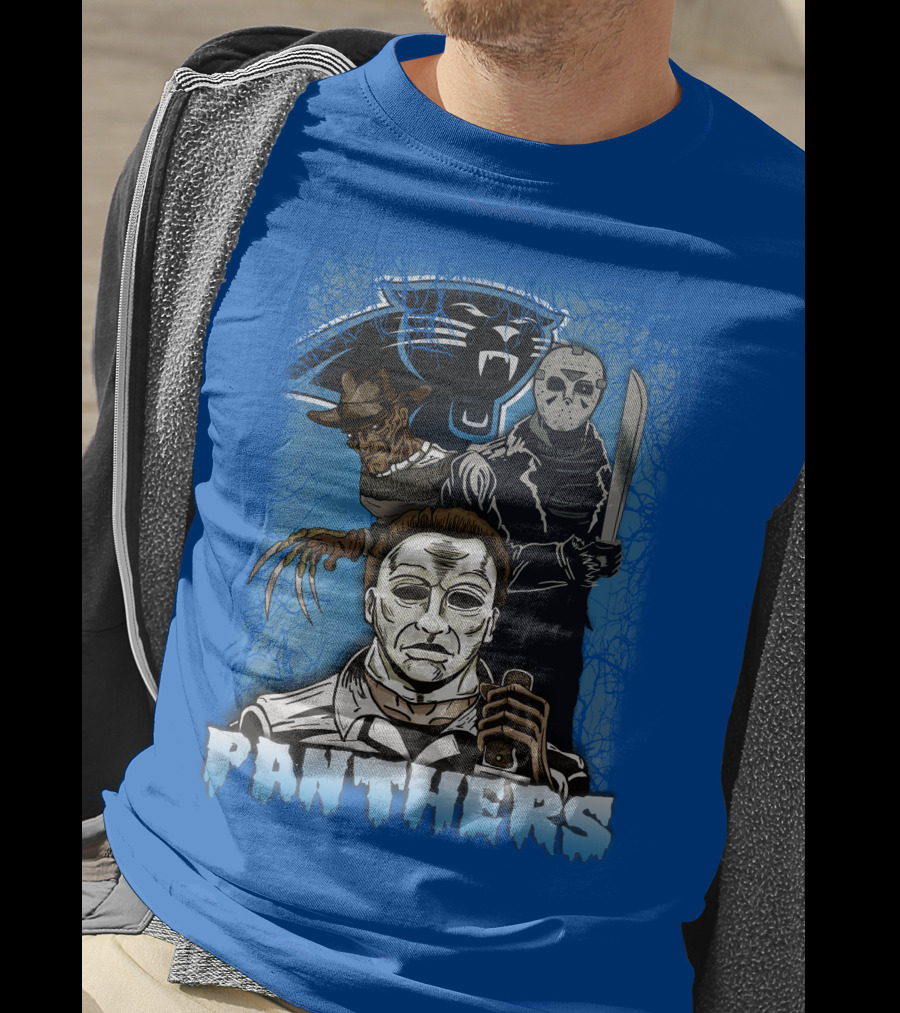 Carolina Panthers Horror Movie Villains Mashup T-Shirt