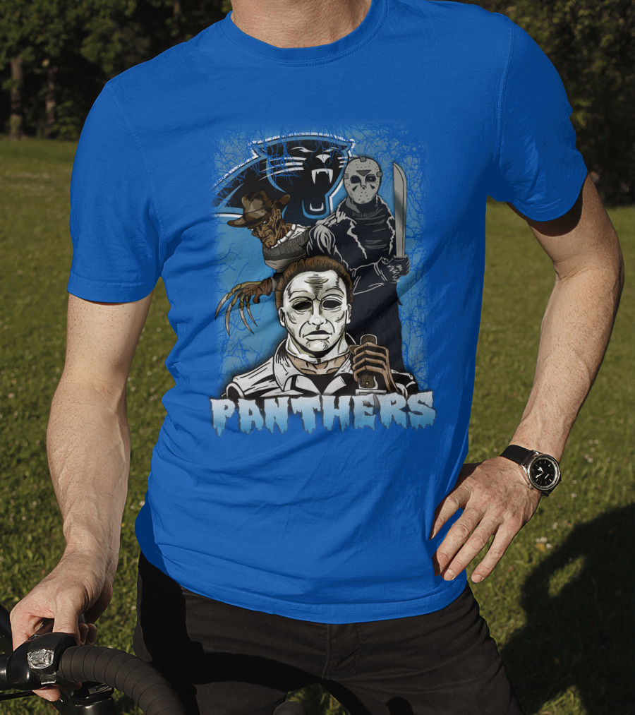 Carolina Panthers Horror Movie Villains Mashup T-Shirt