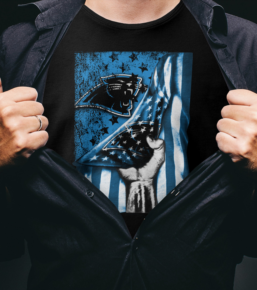 Flag V1 Carolina Panthers Stars And Stripes Fist T-Shirt