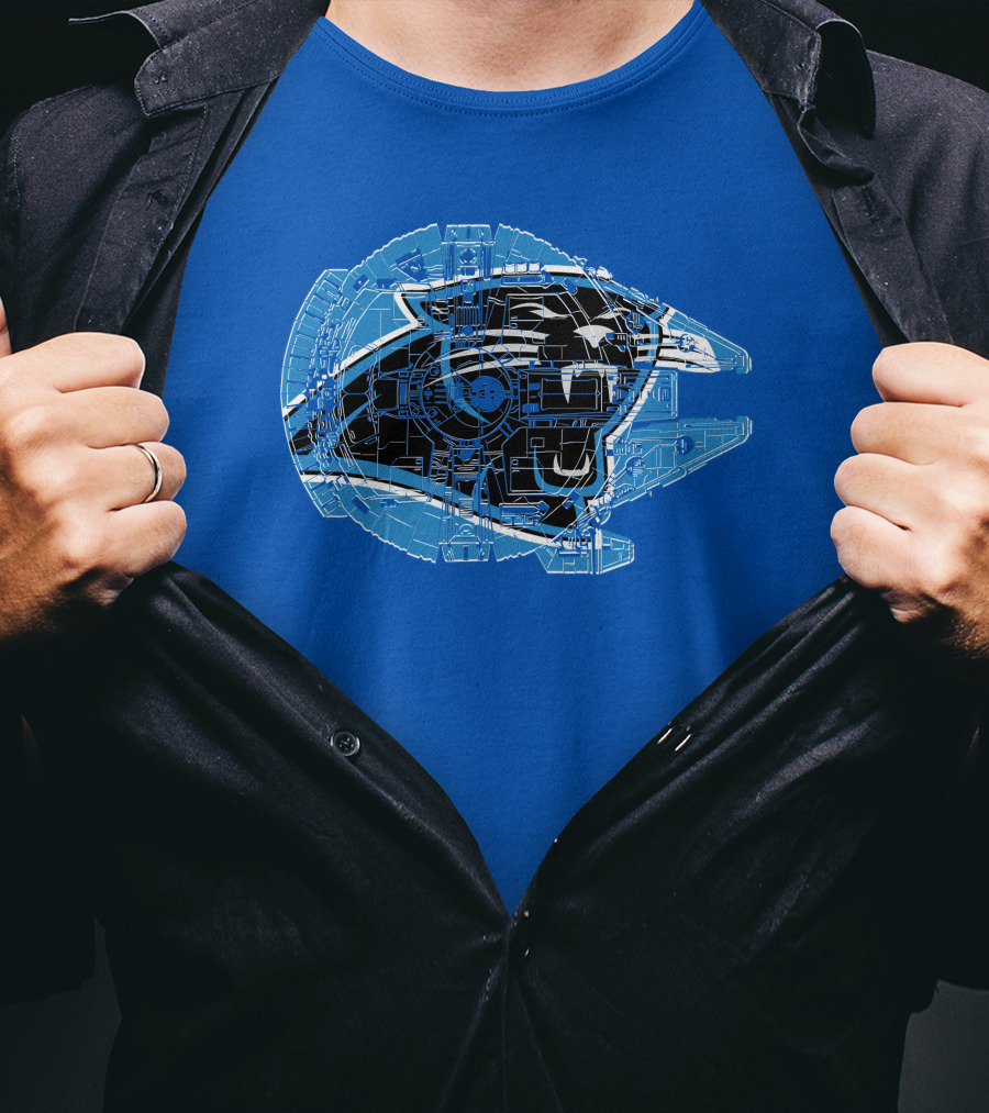 Carolina Panthers 56 Starship Blueprint Helmet T-Shirt