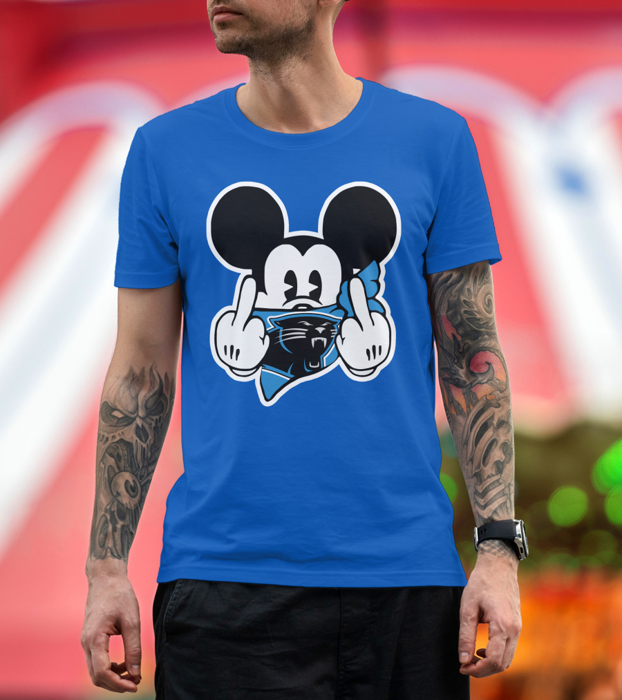 Carolina Panthers 45 Mickey Mouse Middle Finger T-Shirt
