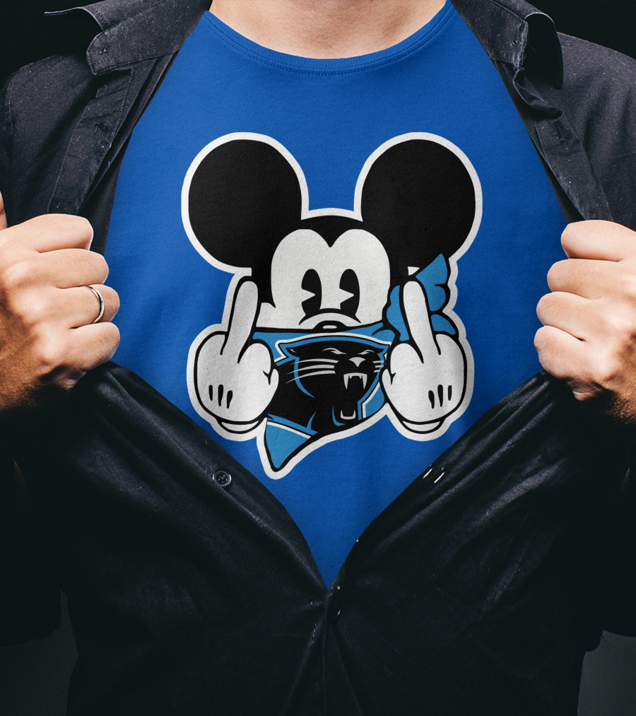 Carolina Panthers 45 Mickey Mouse Middle Finger T-Shirt