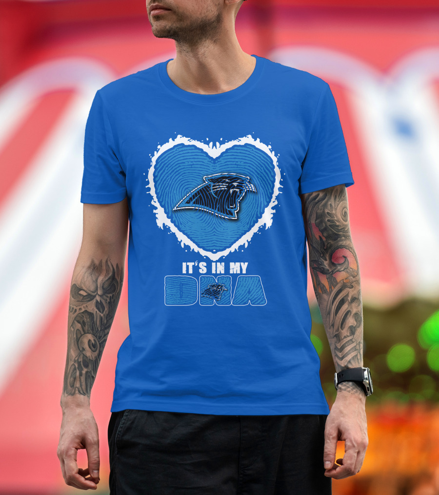 Carolina Panthers It's In My Dna Heart Fingerprint T-Shirt
