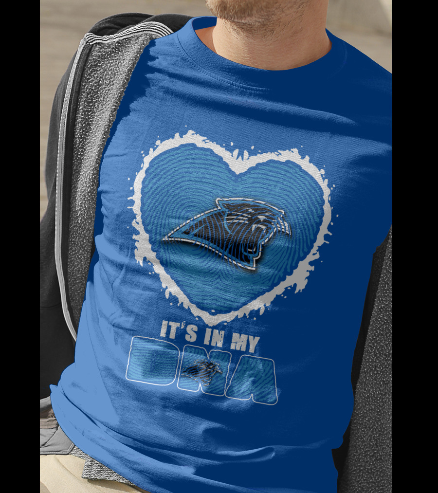 Carolina Panthers It's In My Dna Heart Fingerprint T-Shirt