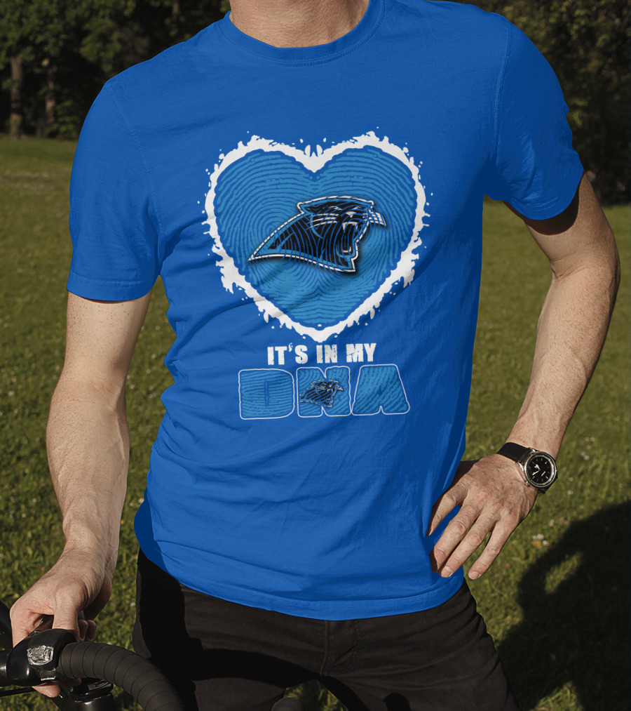 Carolina Panthers It's In My Dna Heart Fingerprint T-Shirt