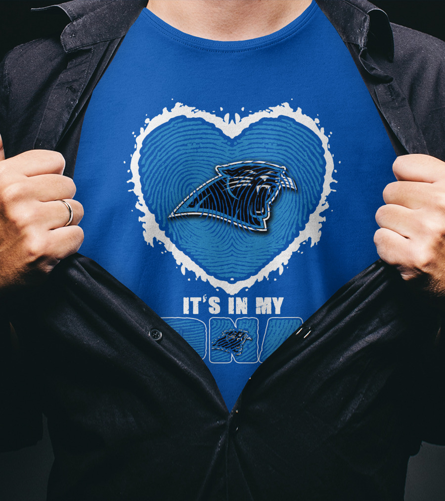 Carolina Panthers It's In My Dna Heart Fingerprint T-Shirt