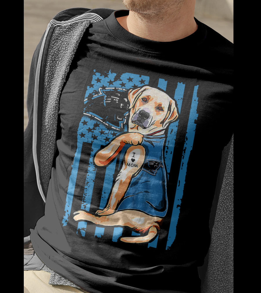 Labrador Retriever I Love Mom Carolina Panthers T-Shirt