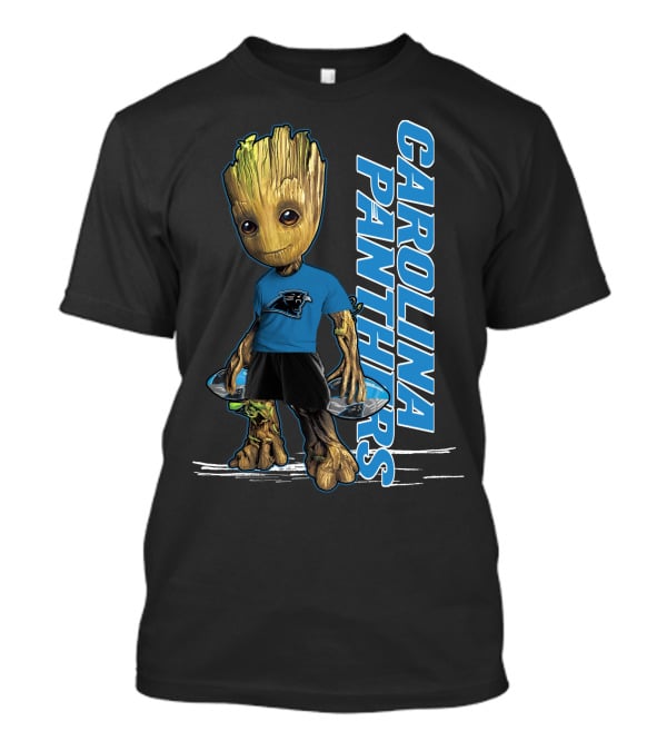 Groot Carolina Panthers Fan With Carolina Panthers Logo And Team T-Shirt