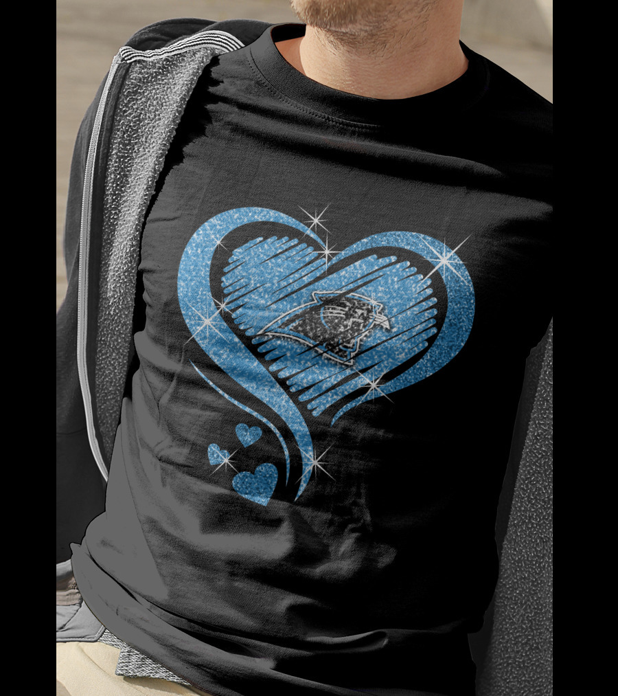 Heart Diamond Sparkle Carolina Panthers Fan Love T-Shirt
