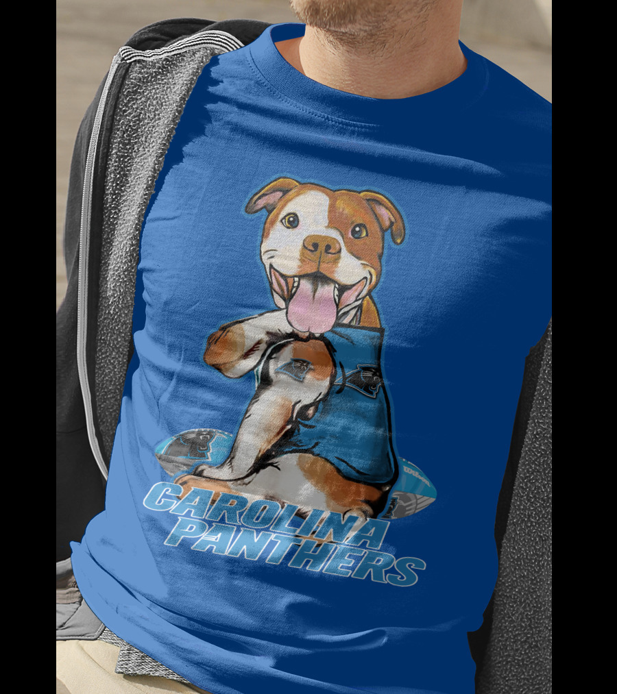 Carolina Panthers Pitbull Team Spirit With Football And Tattooed Jersey T-Shirt