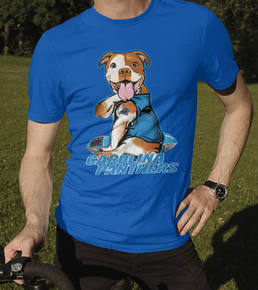 Carolina Panthers Pitbull Team Spirit With Football And Tattooed Jersey T-Shirt