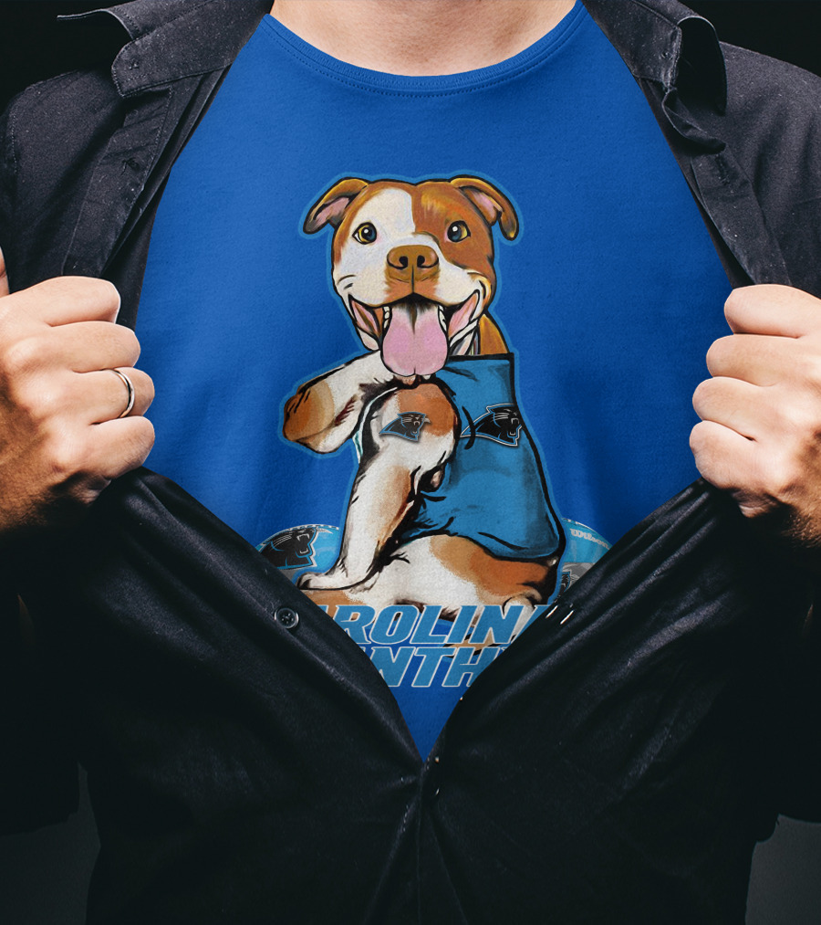 Carolina Panthers Pitbull Team Spirit With Football And Tattooed Jersey T-Shirt