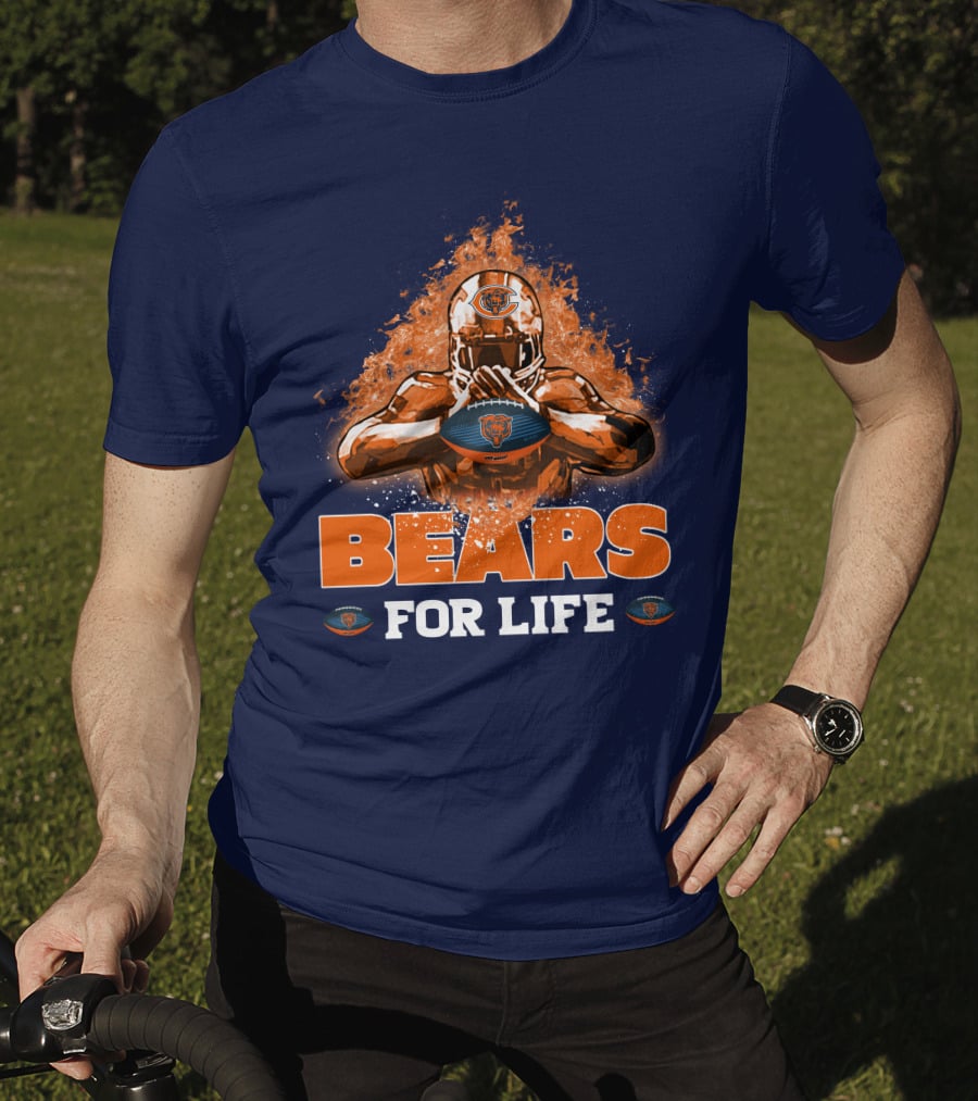 Bears For Life Chicago Bears Football Flames T-Shirt