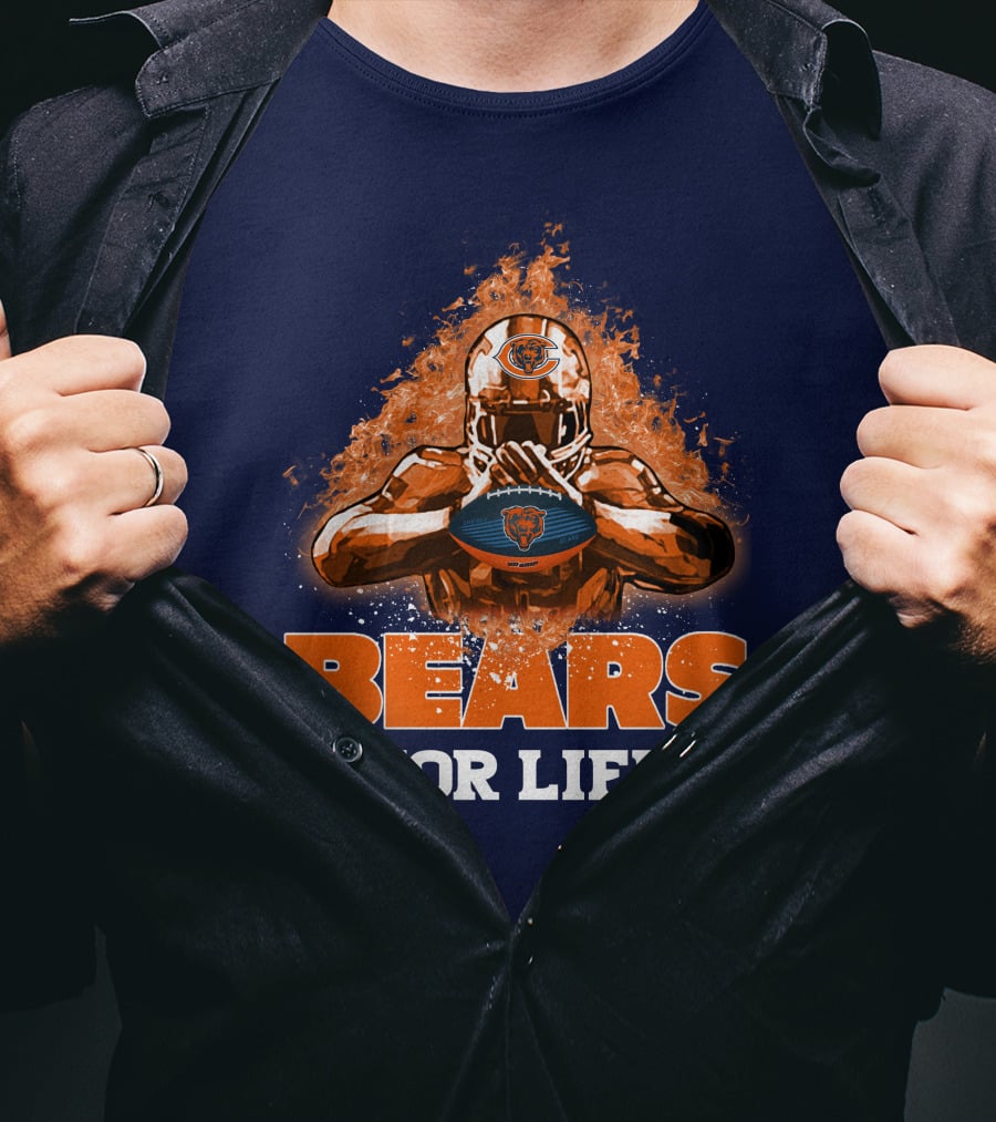 Bears For Life Chicago Bears Football Flames T-Shirt