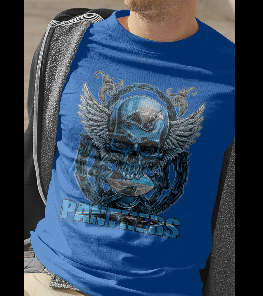 Skullfb PANTHERS Carolina Logo Wings Chains T-Shirt