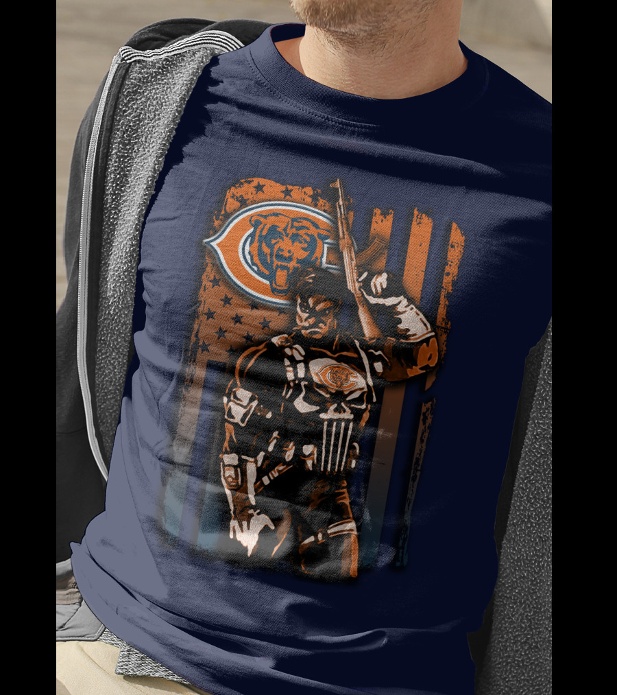 Chicago Bears Punisher Style Football T-Shirt