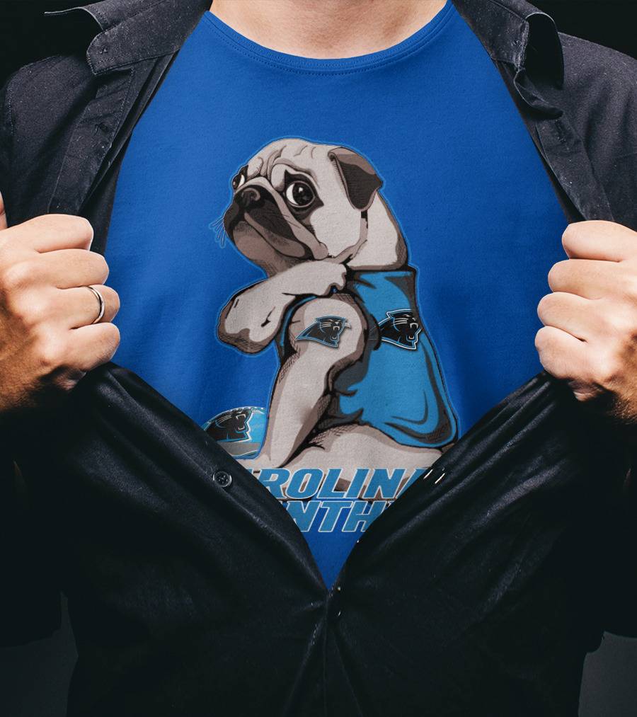 Carolina Panthers Pug With Team T-Shirt