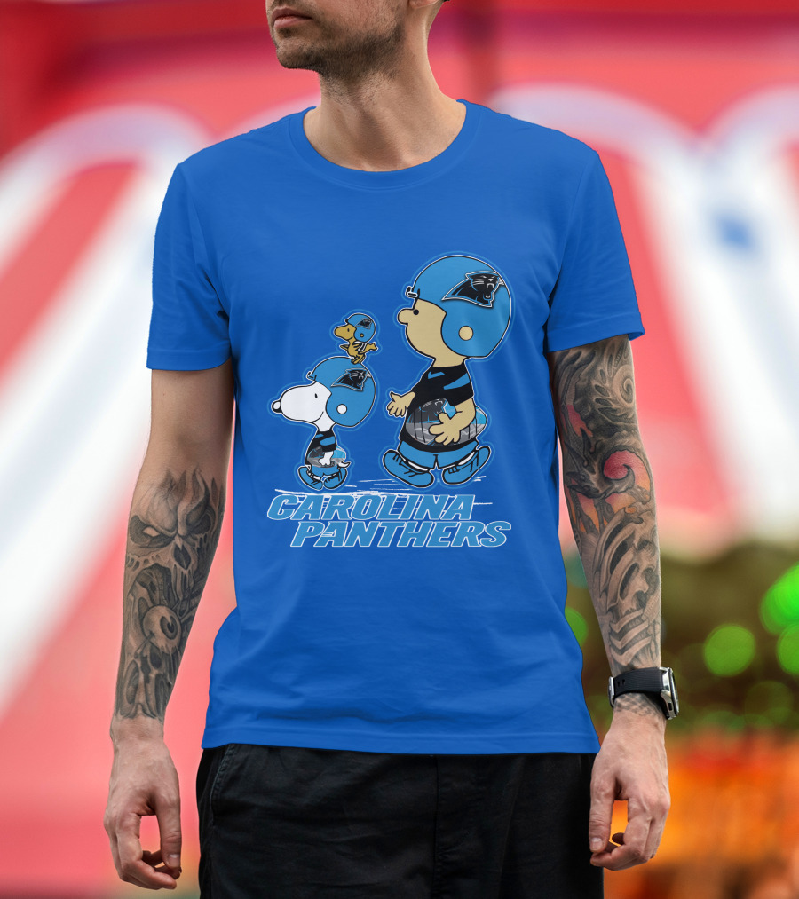 Snpfootball CAROLINA PANTHERS Peanuts Characters Blue Helmet T-Shirt