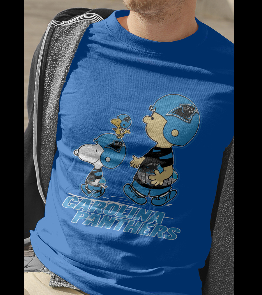 Snpfootball CAROLINA PANTHERS Peanuts Characters Blue Helmet T-Shirt
