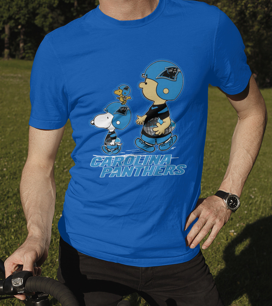 Snpfootball CAROLINA PANTHERS Peanuts Characters Blue Helmet T-Shirt