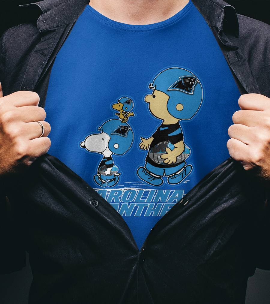 Snpfootball CAROLINA PANTHERS Peanuts Characters Blue Helmet T-Shirt