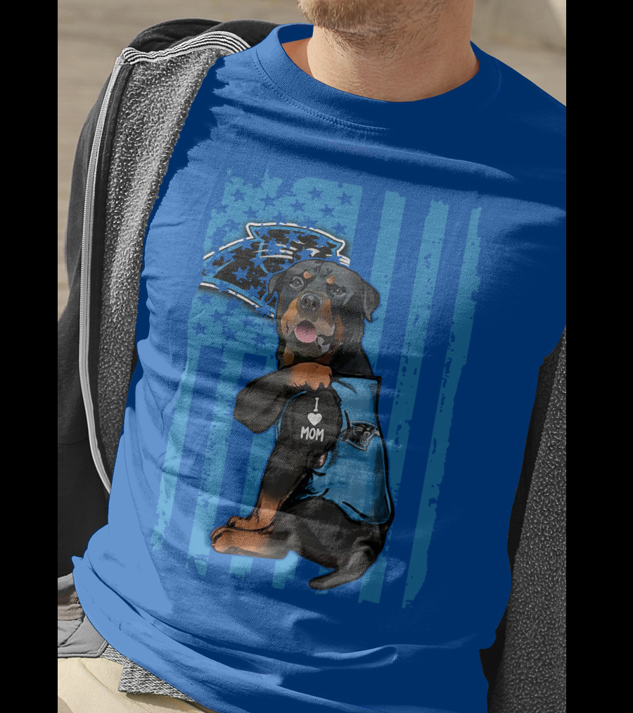 Rottweiler I Love Mom Carolina Panthers Fan Flag T-Shirt
