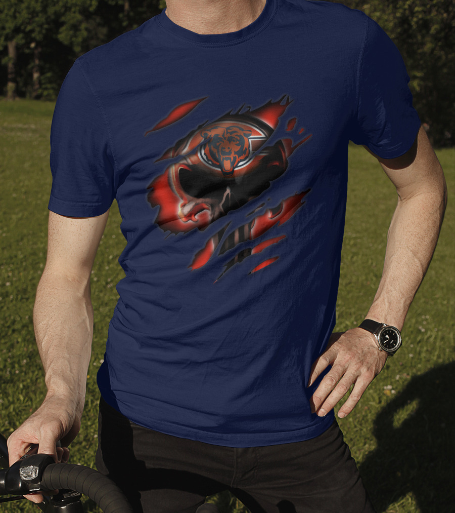 Chicago Bears 32 Skull Rips T-Shirt