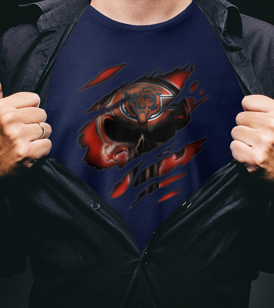 Chicago Bears 32 Skull Rips T-Shirt