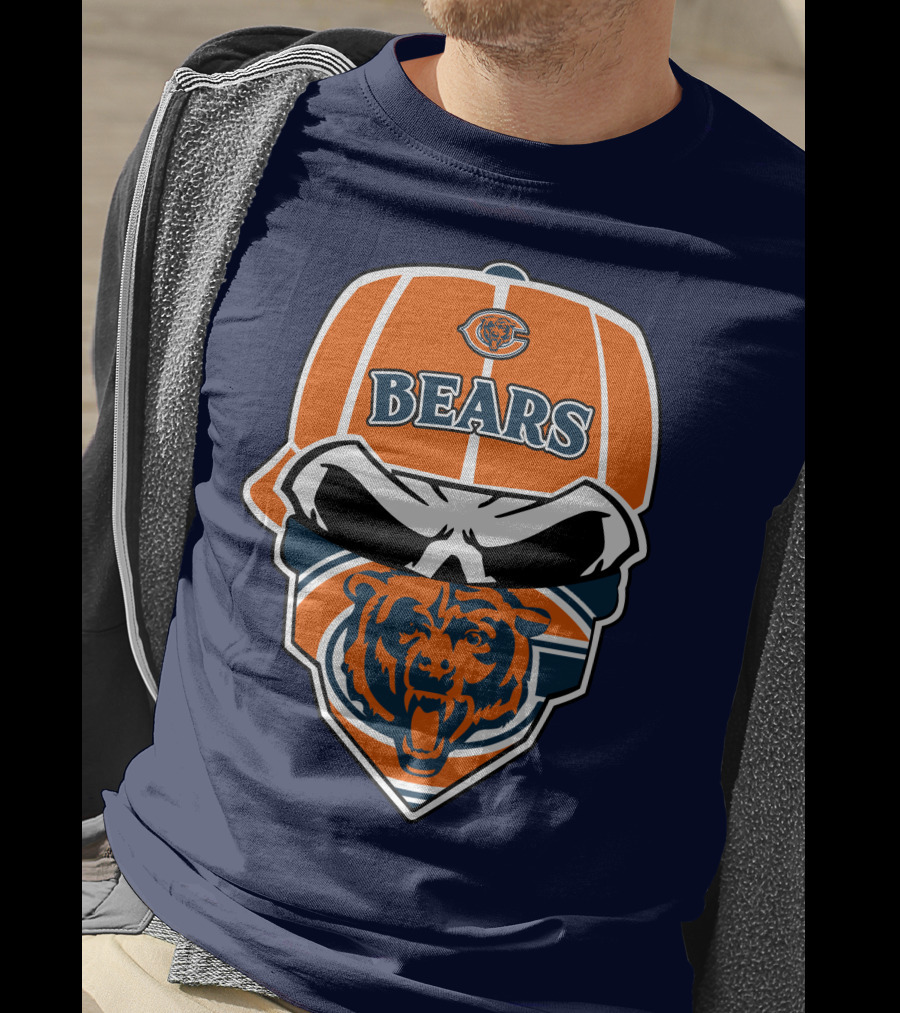 Chicago Bears 33 Skull Bandana Hat T-Shirt