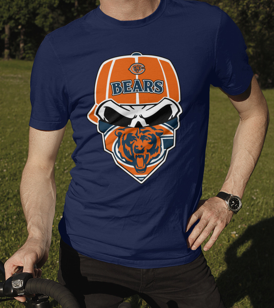 Chicago Bears 33 Skull Bandana Hat T-Shirt