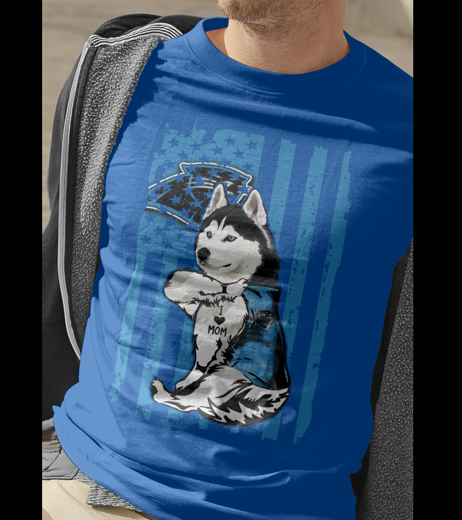 Siberian Husky Carolina Panthers I Love Mom Star T-Shirt