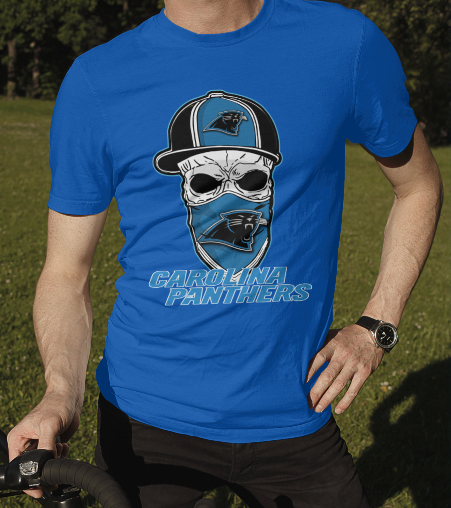 CAROLINA PANTHERS Skull Hat T-Shirt