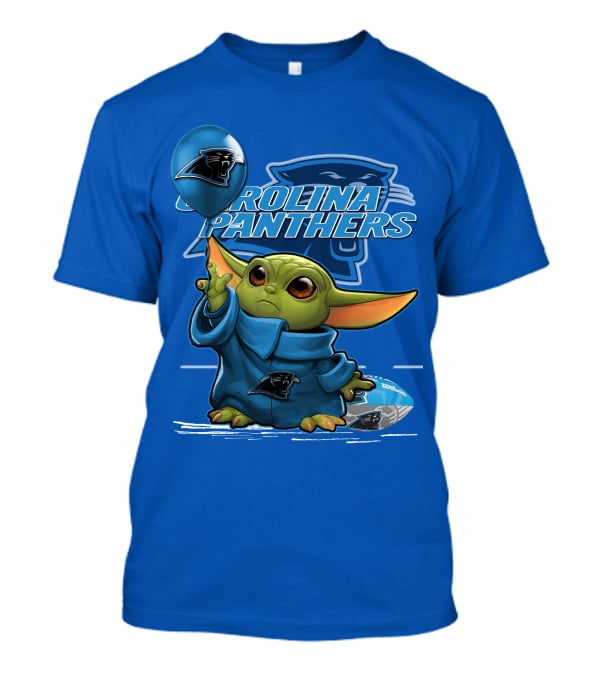 Yoda Carolina Panthers Football Fan With Logo And Baby Jedi T-Shirt