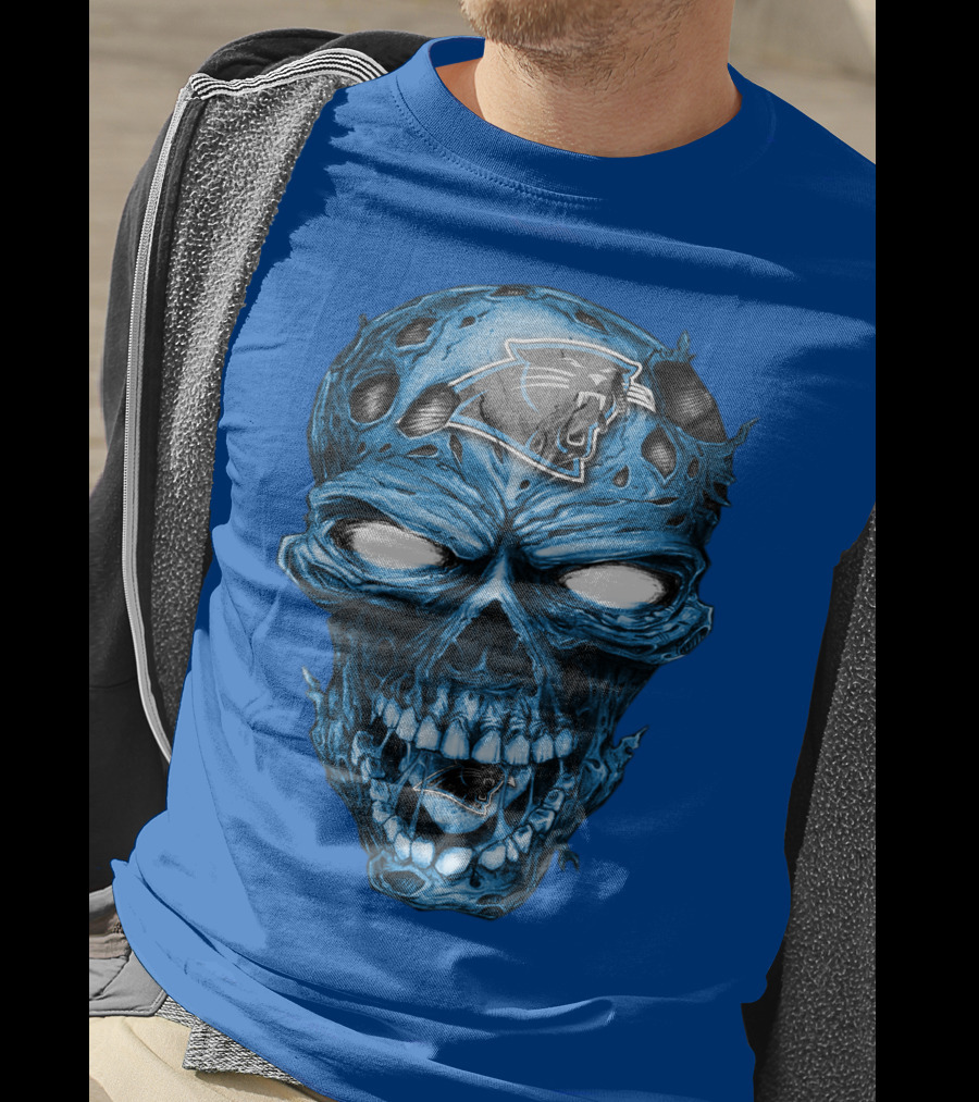 Carolina Panthers Blue Skull Supernatural Fan Gear T-Shirt
