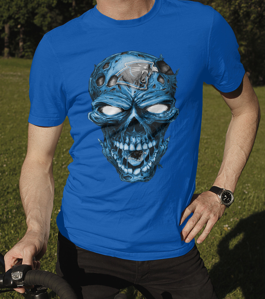 Carolina Panthers Blue Skull Supernatural Fan Gear T-Shirt