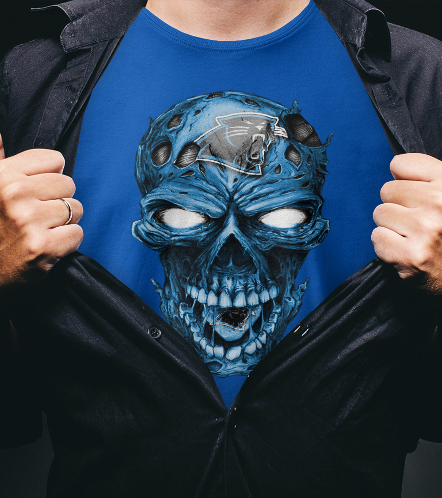 Carolina Panthers Blue Skull Supernatural Fan Gear T-Shirt