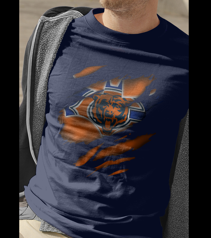 Chicago Bears 07 Vintage Logo Ripped Claw T-Shirt