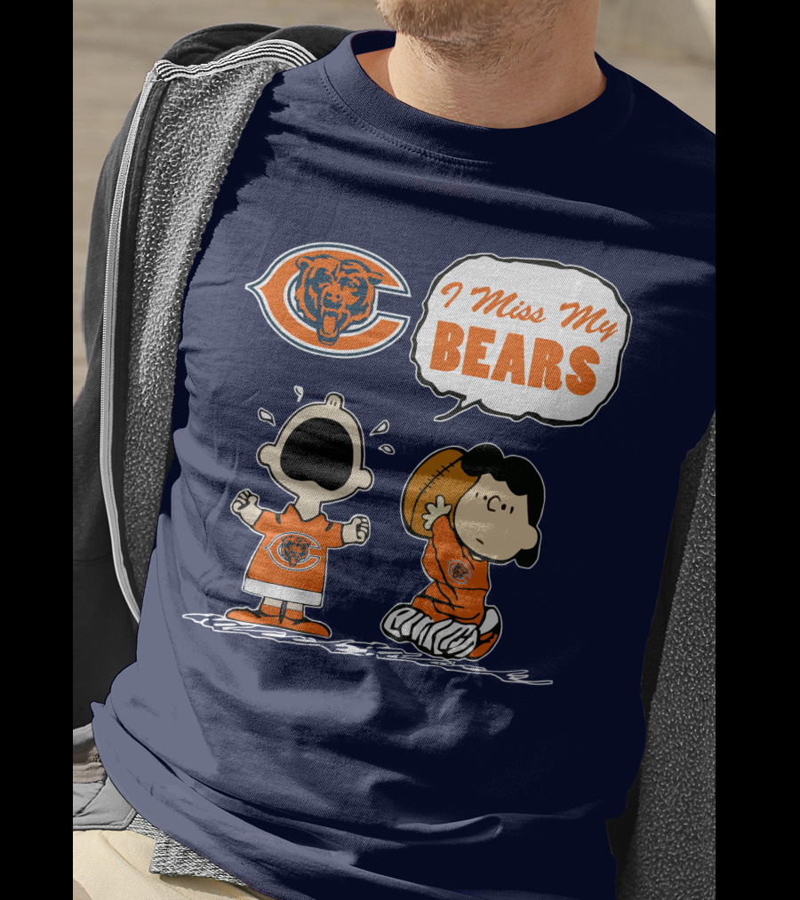I Miss My Bears Chicago Bears Peanuts Characters T-Shirt