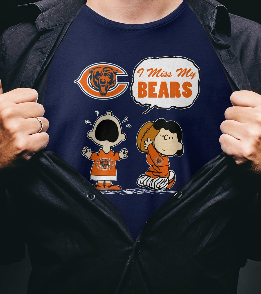 I Miss My Bears Chicago Bears Peanuts Characters T-Shirt