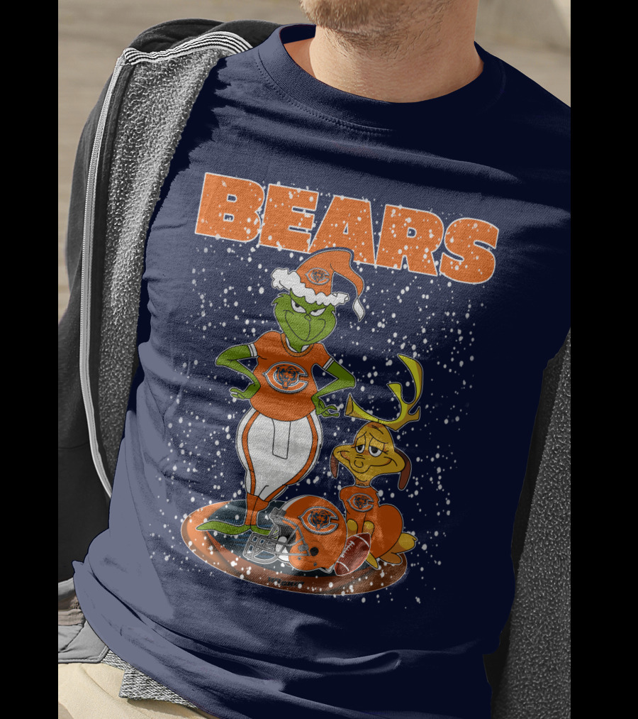 Grinchxmas BEARS Christmas Chicago Football Collaboration T-Shirt