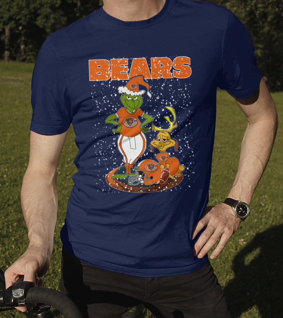 Grinchxmas BEARS Christmas Chicago Football Collaboration T-Shirt