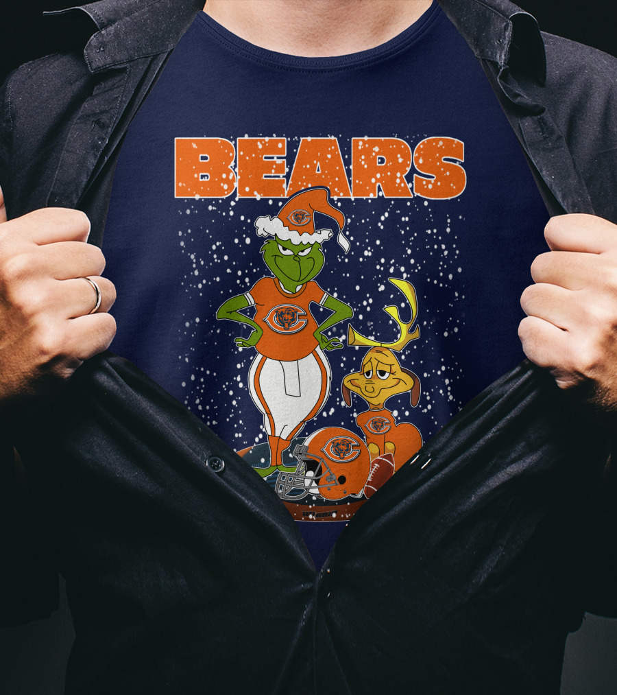 Grinchxmas BEARS Christmas Chicago Football Collaboration T-Shirt