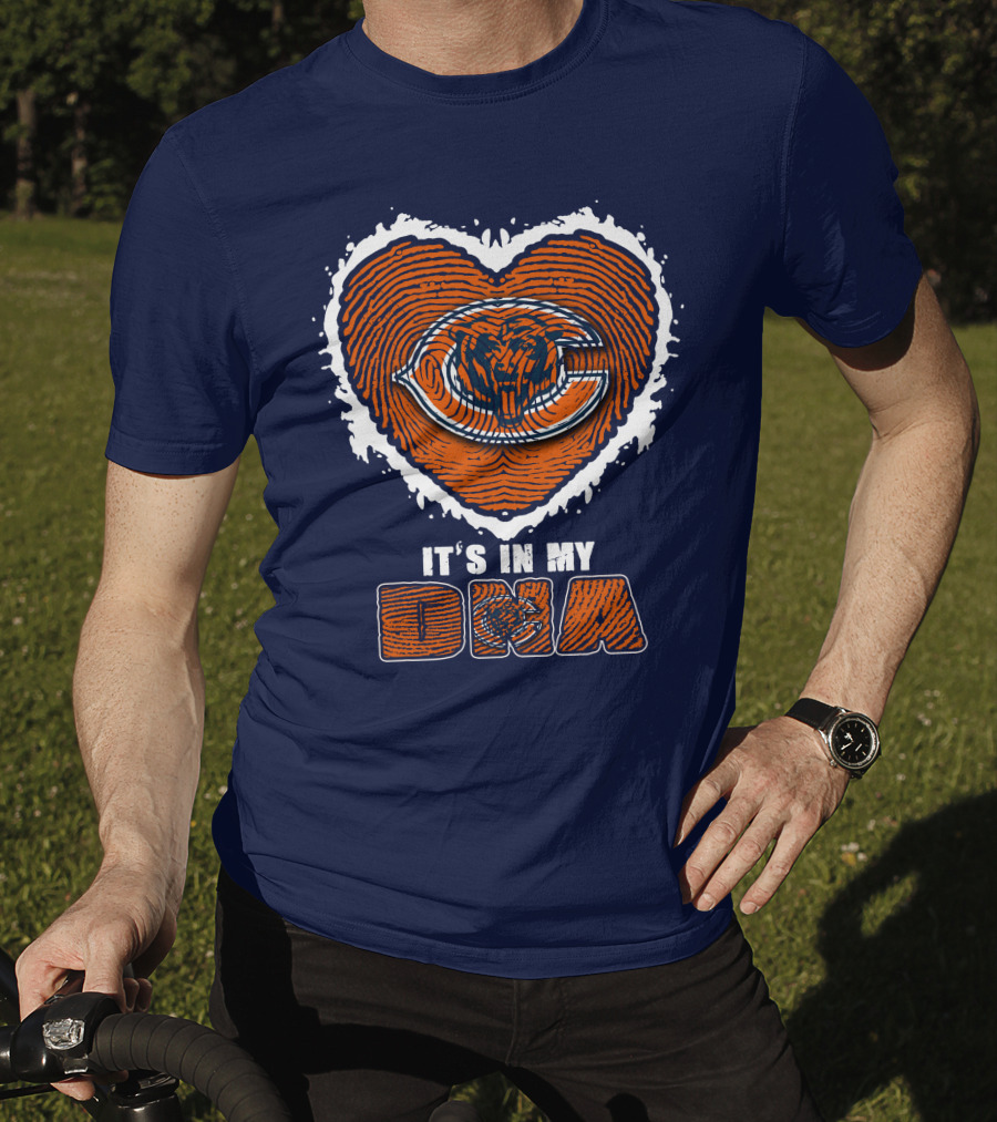 It's In My DNA Chicago Bears Heart Fingerprint T-Shirt