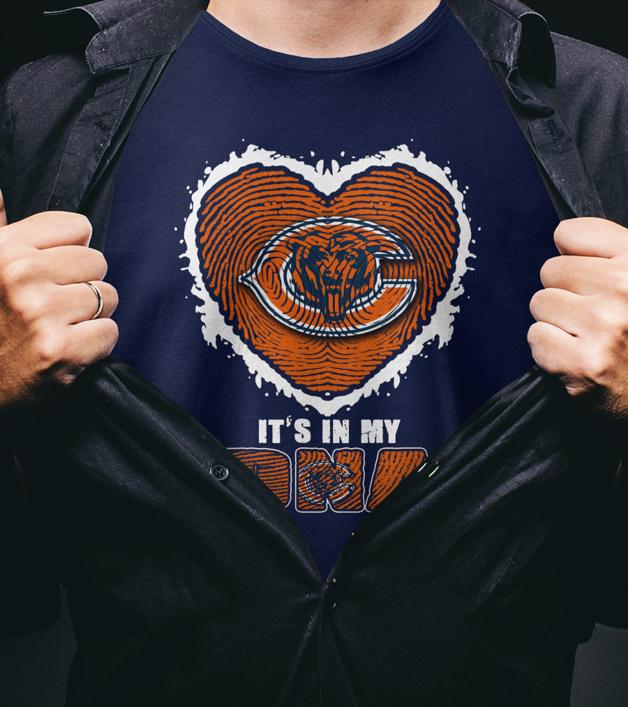 It's In My DNA Chicago Bears Heart Fingerprint T-Shirt